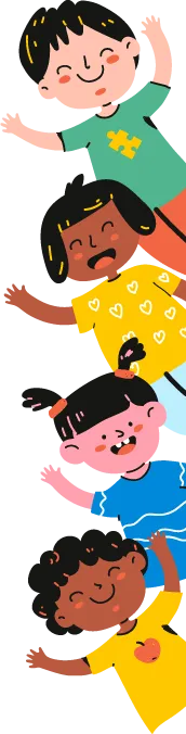 Niños alegres al lado del video