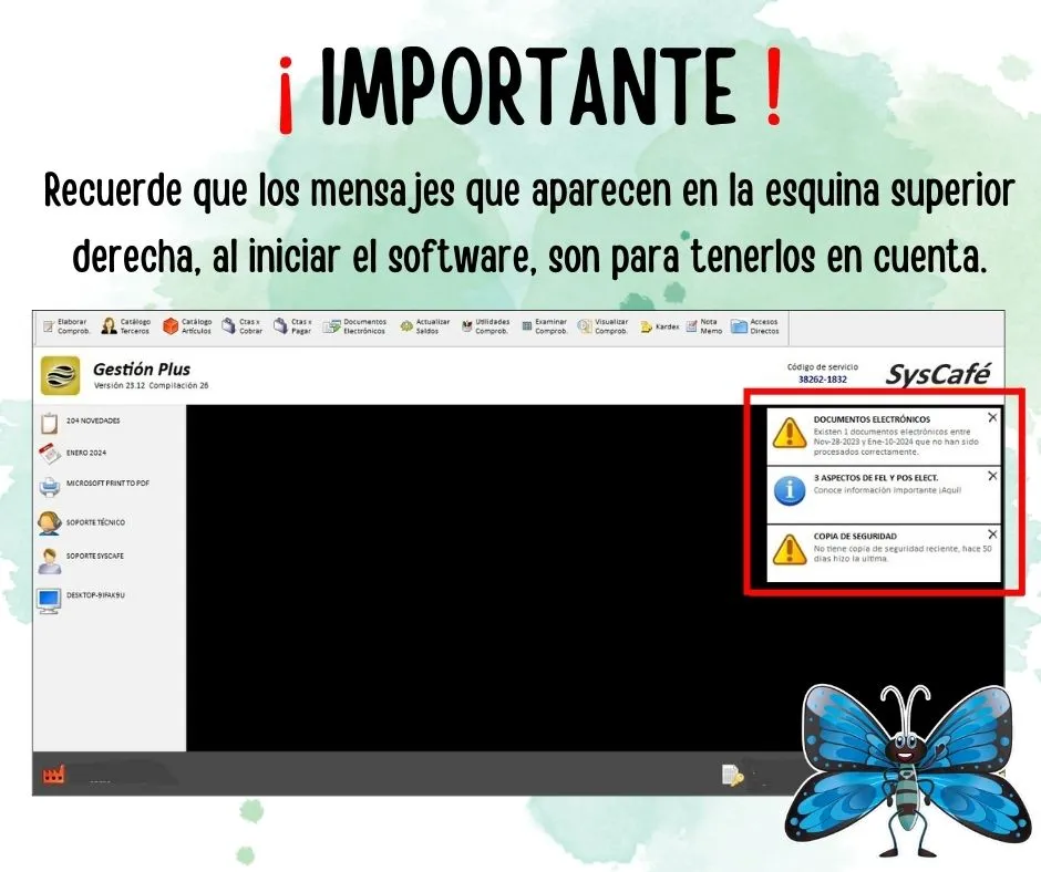 Imagen mensajes de software
